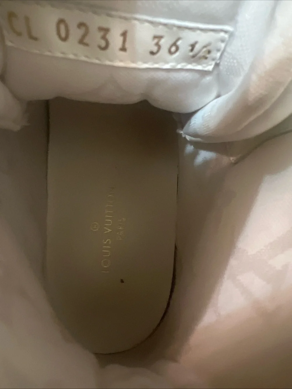Louis Vuitton White & Silver Monogram High-Top Trainer